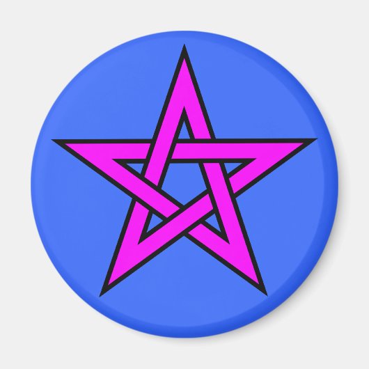 Aimant Pentagramme Magenta sur bleu (Devant)