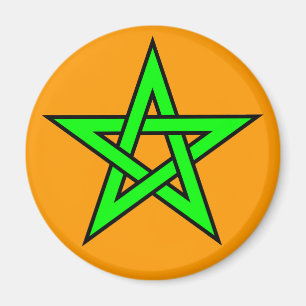 Aimant Pentagramme vert sur orange