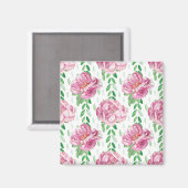 Aimant Peonies d'aquarelle rose (Recto/Verso)