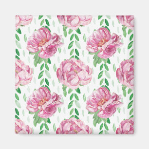 Aimant Peonies d'aquarelle rose