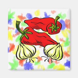 Aimant Pepper au chili chaud et Graphisme d'oignon
