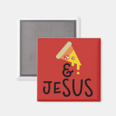 Aimant Pepperoni Pizza Jesus Faith Bible Citation (Recto/Verso)