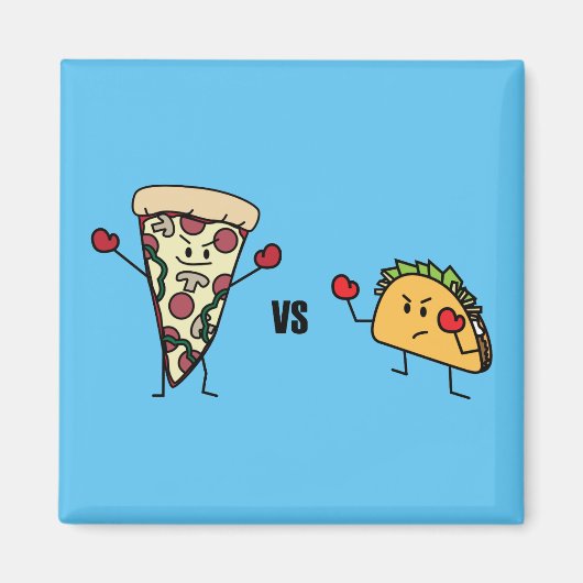 Aimant Pepperoni Pizza VS Taco : mexicain contre italien (Devant)