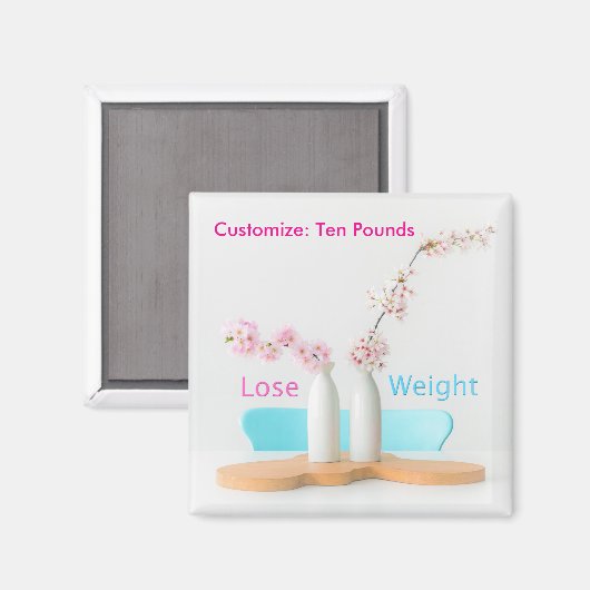 Aimant Perdre du poids Diète Objectifs Fleurs (Recto/Verso)