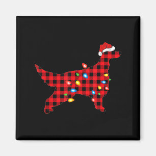 Aimant Père Noël à carreaux rouge buffle Irish Setter chi