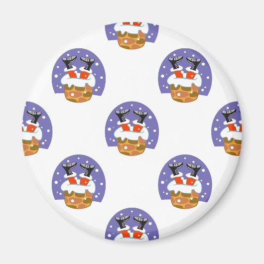 Aimant Père Noël À Chimney, Neige, Noël, Nouvel An (Devant)