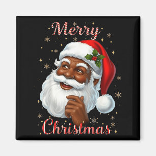 Aimant Père Noël afro-américain Noël Cool Black X-mas