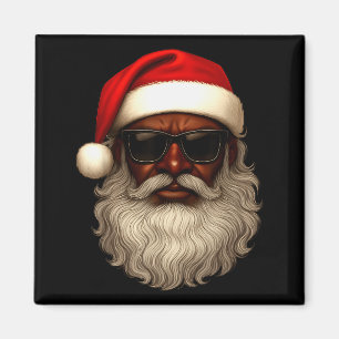 Aimant Père Noël Afro-Américain Pyjama de Noël Cool Noir