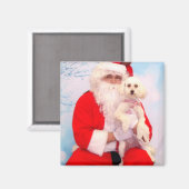 Aimant Père Noël aime les chiens (Recto/Verso)