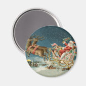 Aimant Père Noël Antique Sleigh Reindeer (Recto/Verso)