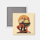 Aimant Père Noël au monde (Recto/Verso)