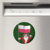 Aimant Père Noël Avec Drapeau De Pologne (In Situ (Lave-vaisselle))