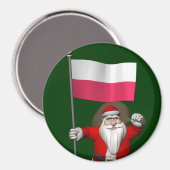 Aimant Père Noël Avec Drapeau De Pologne (Recto/Verso)