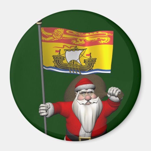 Aimant Père Noël Avec Drapeau Du Nouveau-Brunswick CDN (Devant)