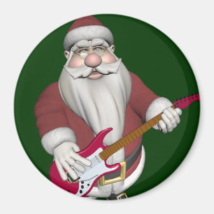 Aimant Père Noël avec guitare électrique rouge