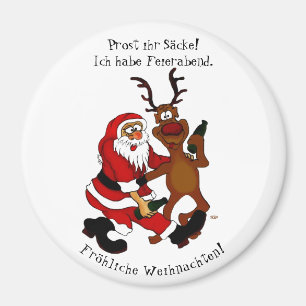 Aimant Père Noël avec orignal - Joyeux Noël