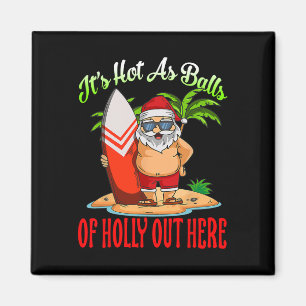 Aimant Père Noël Beach Hot Dès Noël Holly Drôle En Juil