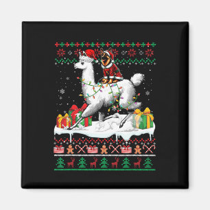 Aimant Père Noël berger allemand équitation Llama Christm