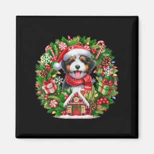 Aimant Père Noël Bernedoodle Noël Floral Circle Propriéta