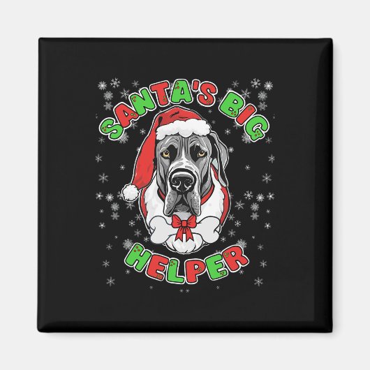 Aimant Père Noël Big Helper Great Dane Amoureux des chien (Devant)