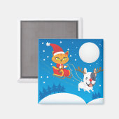 Aimant Père Noël Cat Sleigh (Recto/Verso)