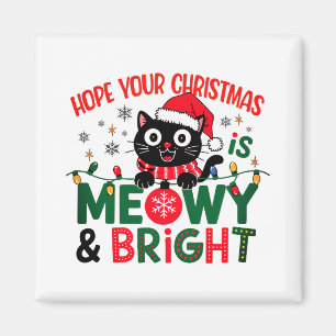 Aimant Père Noël Chat Noir Meowy & Joyeux Noël