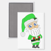 Aimant Père Noël chibi en costume vert (Recto/Verso)