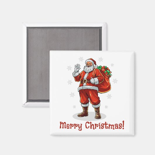 Aimant Père Noël classique apportant des cadeaux de Noël (Recto/Verso)