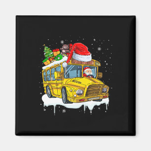 Aimant Père Noël conduisant un bus scolaire arbre de Noël