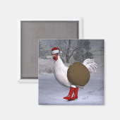 Aimant Père Noël coq blanc (Recto/Verso)