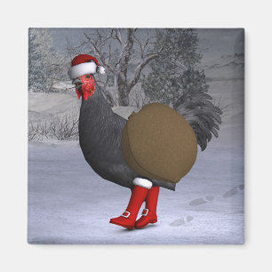 Aimant Père Noël coq noir