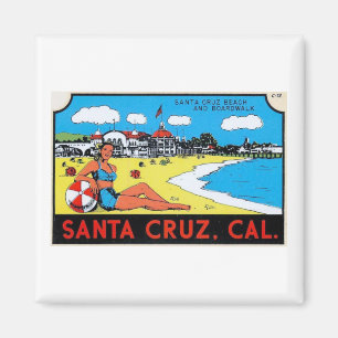 Aimant Père Noël Cruz, Californie Étiquette de bagages Vi