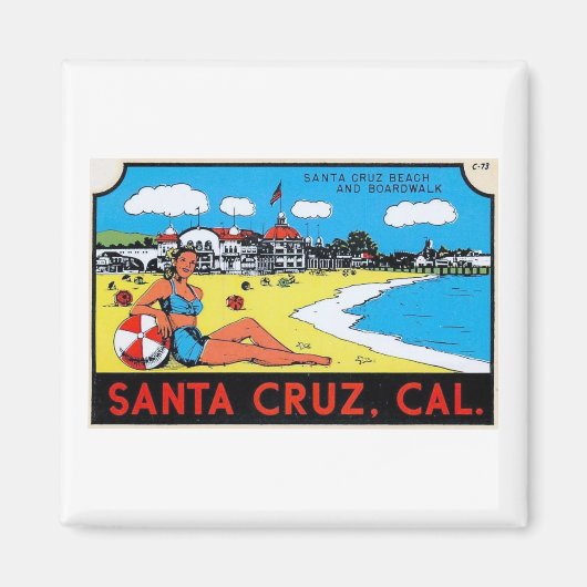 Aimant Père Noël Cruz, Californie Étiquette de bagages Vi (Devant)