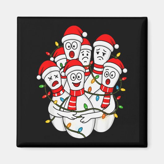 Aimant Père Noël de bowling de Noël drôle Équipe de bowli (Devant)