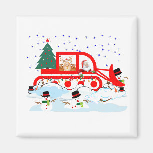 Aimant Père Noël déblayant des bonshommes de neige Cadeau