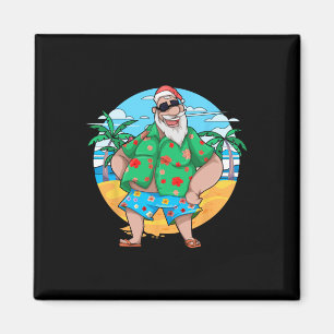 Aimant Père Noël d'été tropical Palmiers Noël I