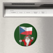 Aimant Père Noël Doux Avec Drapeau De République Tchèque (In Situ (Lave-vaisselle))