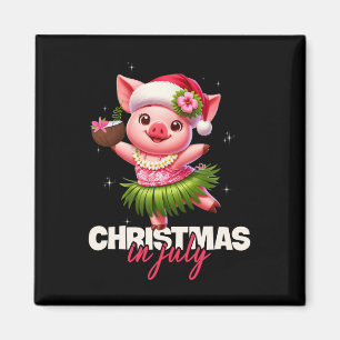 Aimant Père Noël drôle Cochon Hawaïen Noël en Juillet Pla