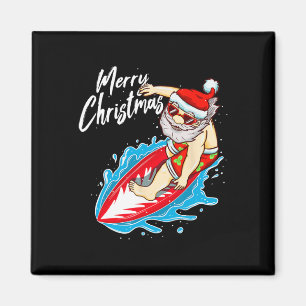 Aimant Père Noël drôle de surf Père Noël de Noël hawaïen