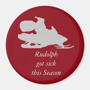 Aimant Père Noël drôle sur l'aimant de snowmobile