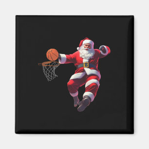 Aimant Père Noël elfe jouant au basket-ball de noël pyjam