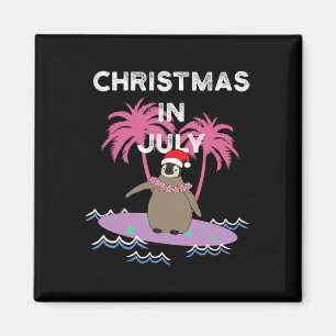 Aimant Père Noël en Juillet Manchot Surfeur