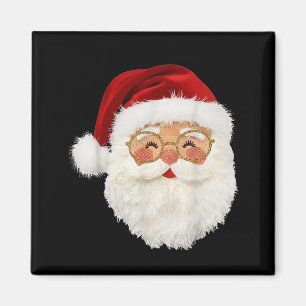 Aimant Père Noël en laine fausse réaliste et drôle, joyeu