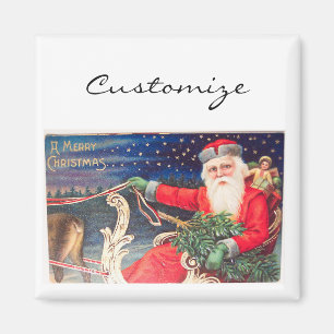 Aimant Père Noël en traîneau Thunder_Cove vintage