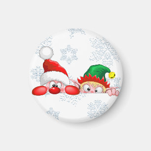 Aimant Père Noël et Elf Cute et drôle Caractères Pékin