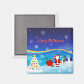 Aimant Père Noël et rennes (Recto/Verso)