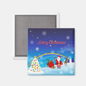 Aimant Père Noël et rennes (Recto/Verso)