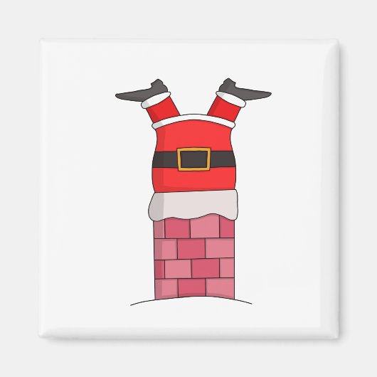 Aimant Père Noël farci dans la cheminée (Devant)
