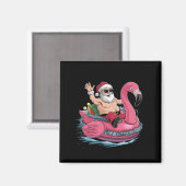 Aimant Père Noël Flamant rose Floatie Noël En Juillet Été (Recto/Verso)