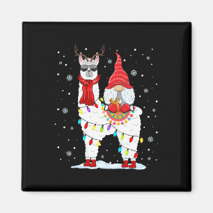 Aimant Père Noël Gnomes chevauchant Llama Renne Lumière d